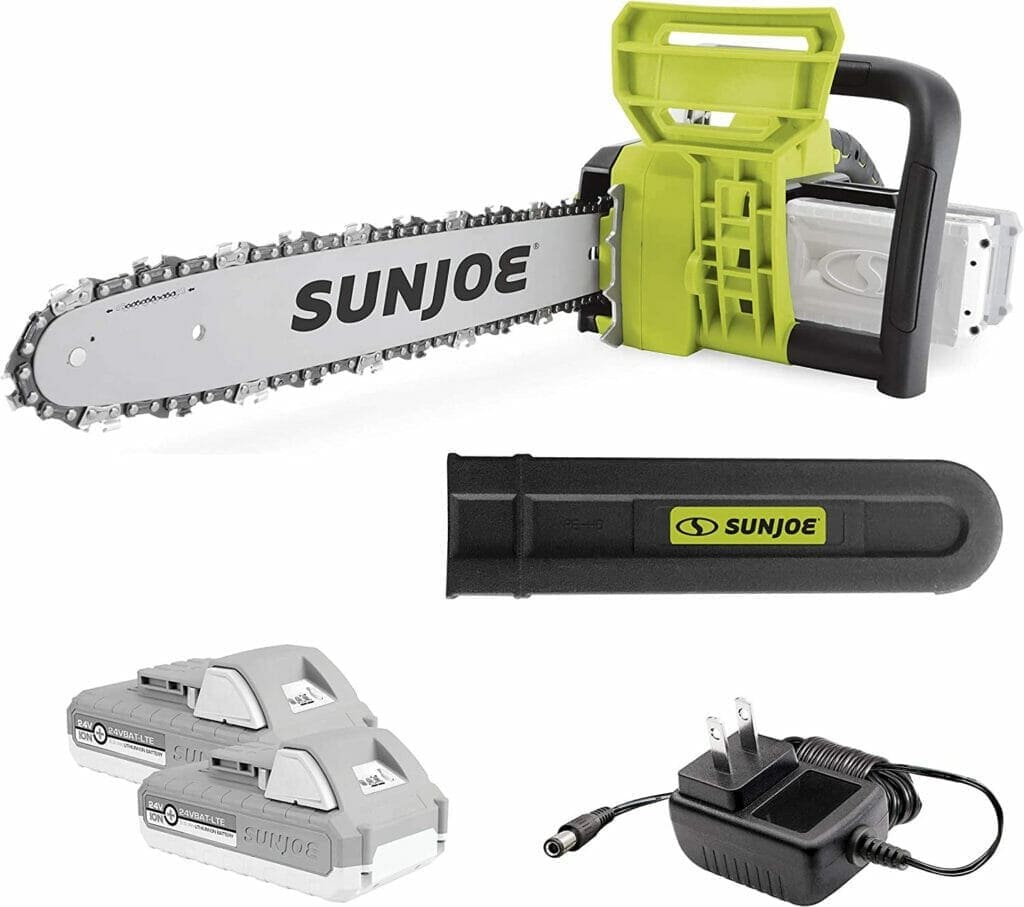 8: Sun Joe Cordless Chain Saw - Best with Built-In Safety Switch