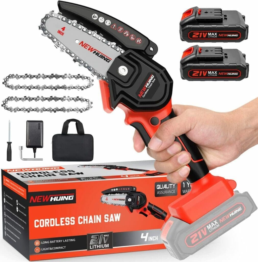 5: New Huing Mini Cordless Chainsaw Kit - Best Electric Portable Chainsaw